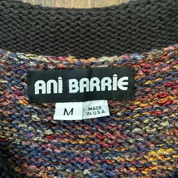 Ani Barrie Vintage Colourful Knit Button Front Pocket  Womens M Vest Sweater USA - Picture 5 of 12